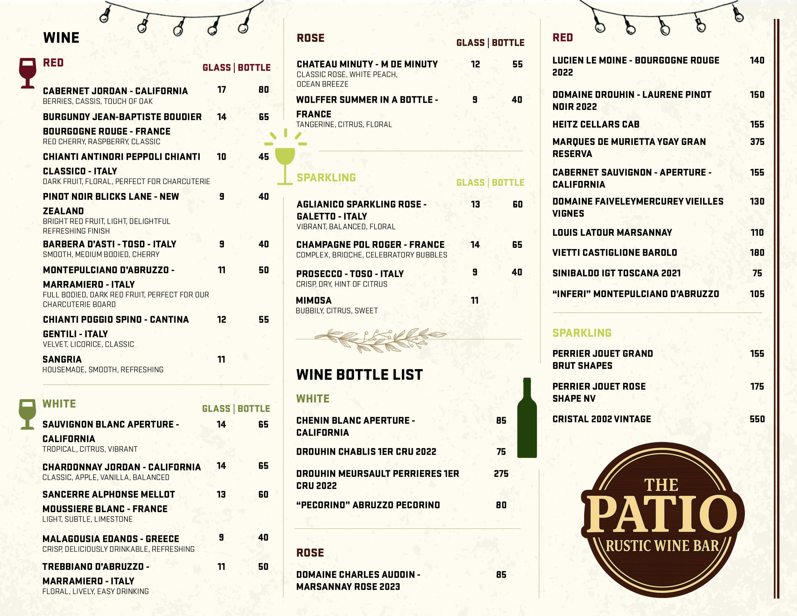 The Patio Menu